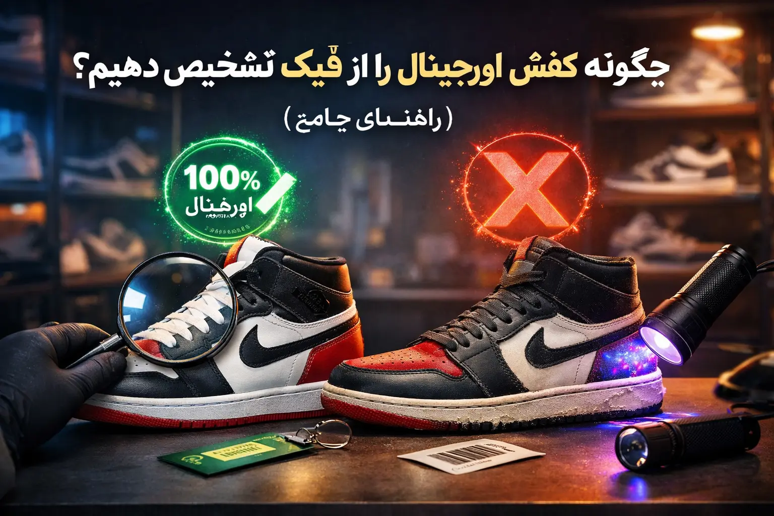 چگونه کفش اورجینال را از فیک تشخیص دهیم؟ (راهنمای جامع)